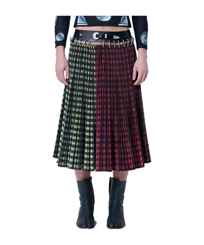 Chopova Lowena Slit Carabiner Midi Skirt In Red