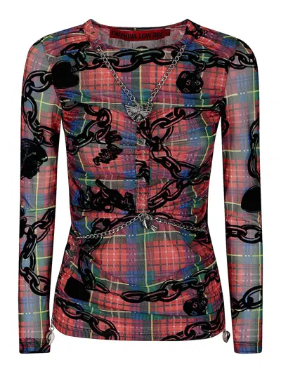 Chopova Lowena Sonicscape Mesh Top In Brown