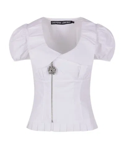 Chopova Lowena Spike Pleated Blouse In White