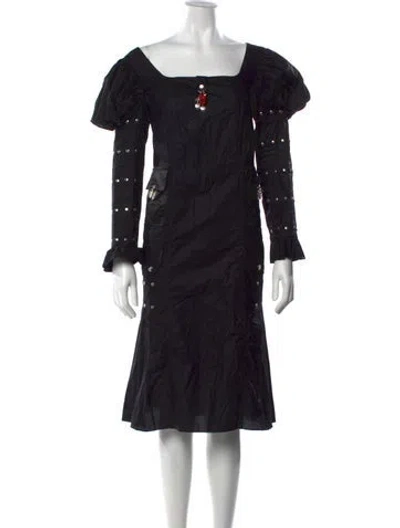 Pre-owned Chopova Lowena Square Neckline Midi Length Dress In Black