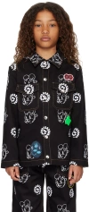 Chopova Lowena Kids Black Mouse Puppy Denim Jacket In Black