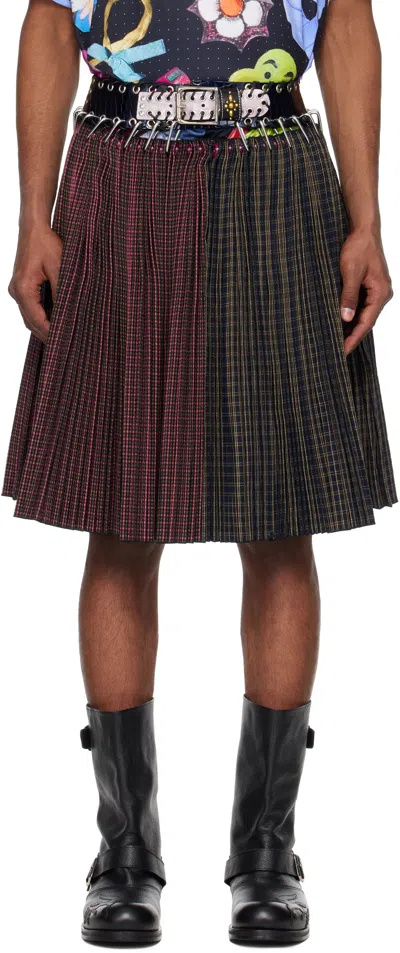 Chopova Lowena Ssense Exclusive Pink & Navy Cotton Knee Carabiner Skirt In Pink / Grey