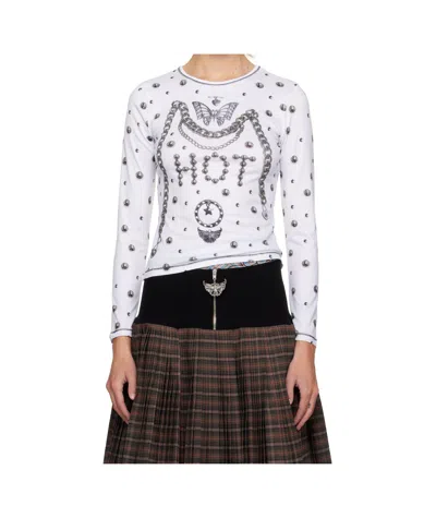 Chopova Lowena Stretch Printed T-shirt In White