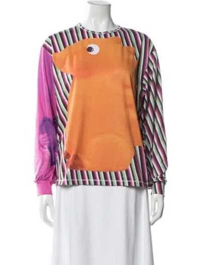 Pre-owned Chopova Lowena Striped Crew Neck Top In Blue