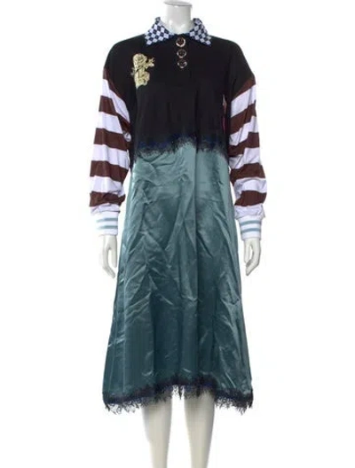 Pre-owned Chopova Lowena Striped Long Dress In Blue