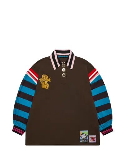 Chopova Lowena Striped-sleeve Polo Top In Multi