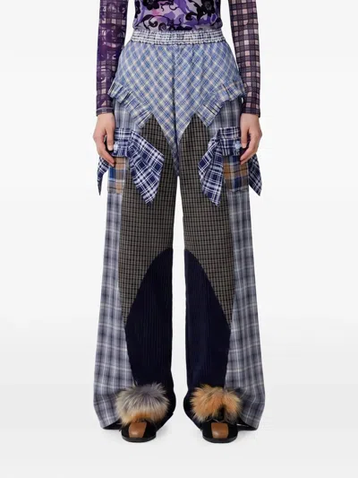 Chopova Lowena Swoon Pyjama Patchwork Palazzo Pants In Blue