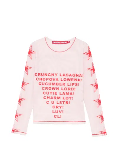 Chopova Lowena Text Print Top In Pink