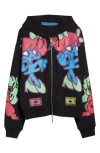 Chopova Lowena The Girls Recycled Cotton Blend Zip Hoodie In Black