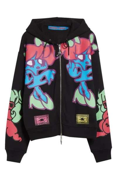 Chopova Lowena The Girls Recycled Cotton Blend Zip Hoodie In Black