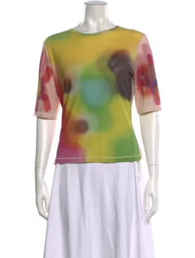 Pre-owned Chopova Lowena Tie-dye Print Crew Neck T-shirt In Green