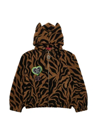 Chopova Lowena Tiger Print Hooded Sweatshirt In Brown
