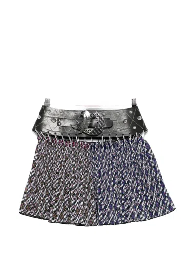 Chopova Lowena Toro Studded Belt Print Mini Skirt In Black