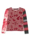 Chopova Lowena Red Trigger Flocked Mesh Long Sleeve In Red