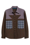 Chopova Lowena Vega Mixed Media Snap-up Shirt In Brown