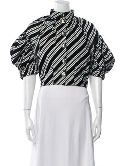 Pre-owned Chopova Lowena Vintage Striped Crop Top In Black