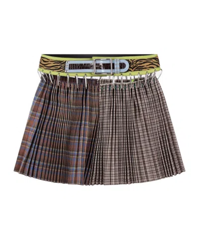 Chopova Lowena Waist-cinching Plaid Mini Skirt In Multi