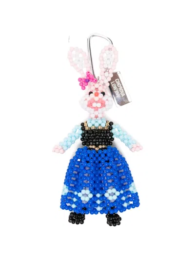 Chopova Lowena Warrior Rabbit Beaded Keyring In Metallic