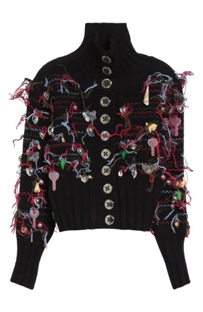 Chopova Lowena Washed Up Wool Cardigan In Multi