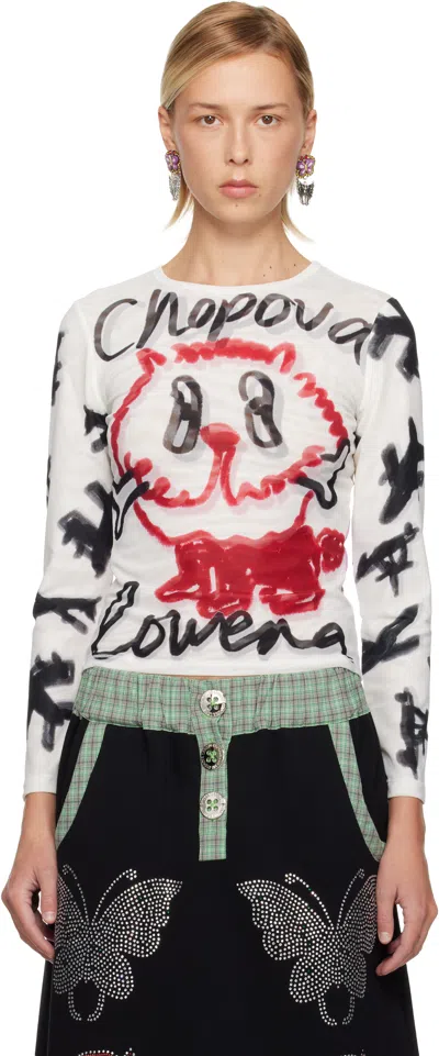 Chopova Lowena White Bone Mesh T-shirt In Multi