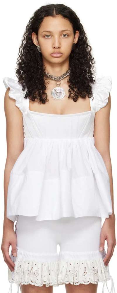 Chopova Lowena White Foray Tank Top