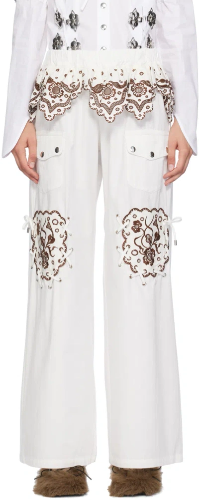 Chopova Lowena White Lansky Trousers In White/brown