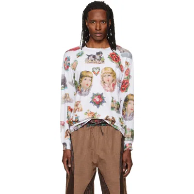 Chopova Lowena White Snippets Oversized Jersey T-shirt In Multi