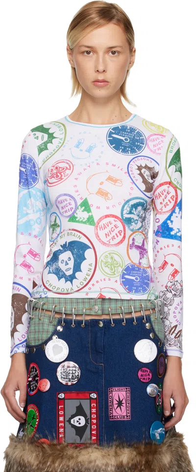 Chopova Lowena White Stamp It Fitted Jersey T-shirt In Animal Print