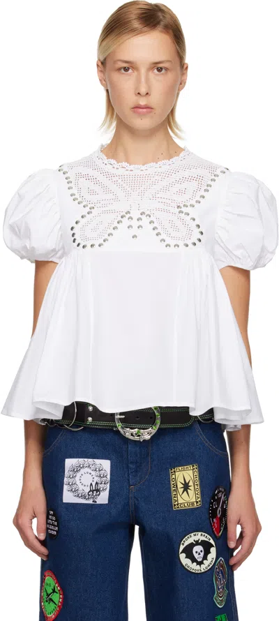Chopova Lowena White Willa Hand Crochet Blouse