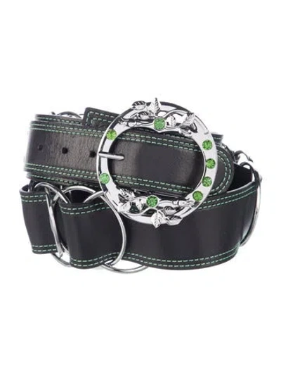 Pre-owned Chopova Lowena Wide Leather Waist Belt In Black