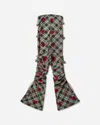 Chopova Lowena Sonicscape Plaid Flocked Mesh Leggings In Green