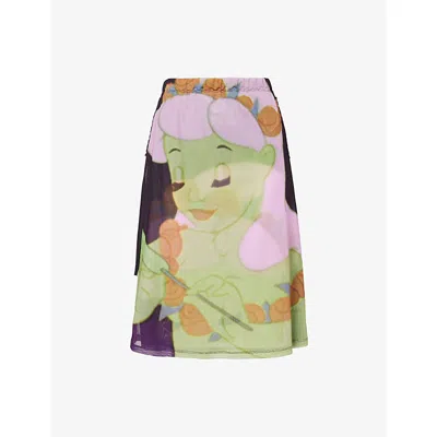 Chopova Lowena Womens Harry Lambert For  X Disney Centaurette Stretch-mesh Midi Skirt In Multi