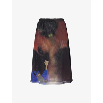 Chopova Lowena Womens Harry Lambert For  X Disney Fantasia Checked Pleated Knee-length Skirt Multi Xl