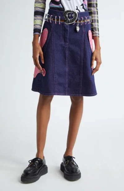 Chopova Lowena X Sanrio Hello Kitty® Carabiner Denim Skirt In Blue/pink