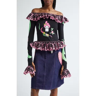 Chopova Lowena X Sanrio Rivals Long Sleeve Jersey Top In Black
