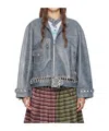 Chopova Lowena Blue Carabiner Leather Jacket In Gray