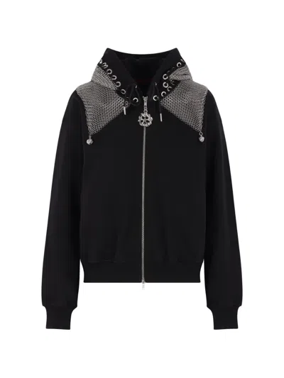 Chopova Lowena Zip-up Embellished Hoodie In Black