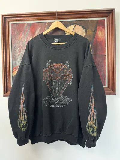 Pre-owned Vintage 90's Speed Cowboy Washed Crewneck Flame Print from Grailed