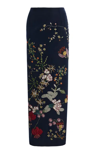 Chorus Exclusive Embellished Crepe Maxi Skirt In Blue