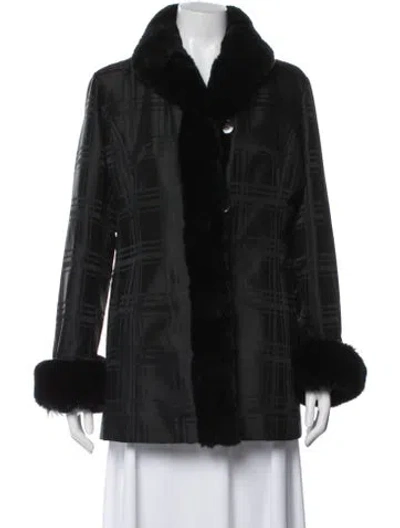 Pre-owned Chosen Couture Collection Plaid Print Coat In Black