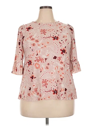 Pre-owned Chris & Carol 3/4 Sleeve Blouse In Pink