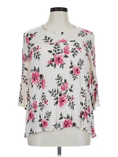 Pre-owned Chris & Carol 3/4 Sleeve Blouse In White