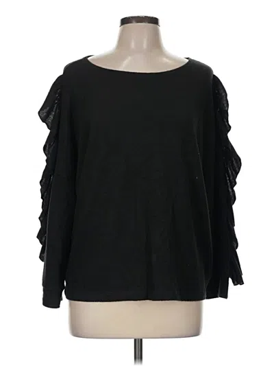 Pre-owned Chris & Carol 3/4 Sleeve Top Black Cold Shoulder Neckline Tops