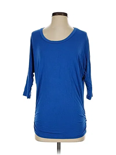 Pre-owned Chris & Carol 3/4 Sleeve Top Blue Scoop Neck Tops