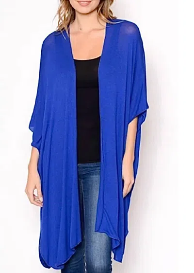 Chris & Carol Knit Long Cardigan In Royal Blue