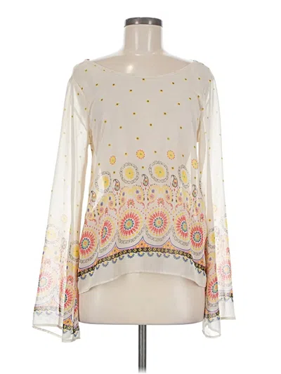 Pre-owned Chris & Carol Long Sleeve Blouse In White