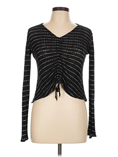 Pre-owned Chris & Carol Long Sleeve Top Black Plunge Neckline Tops