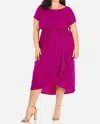 Chris & Carol Scoop Neck Ruffle Wrap Midi Dress - Plus In Purple In Purple