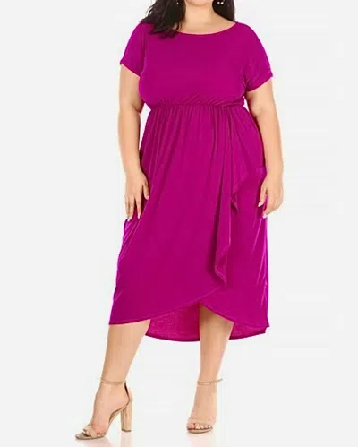 Chris & Carol Scoop Neck Ruffle Wrap Midi Dress - Plus In Purple In Pattern