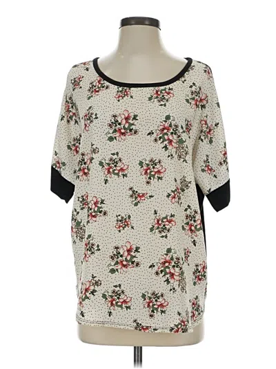 Pre-owned Chris & Carol Short Sleeve Blouse In Black